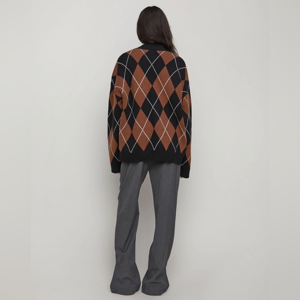 OAK + FORT Oversized Argyle Cardigan - Picture 7 of 14